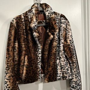 Cheetah print fur jacket
